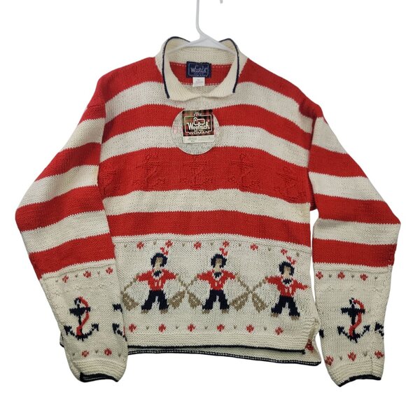 Vintage Deadstock Woolrich Womens Sailors Handknit Sweater XL Anchor Nautical - Picture 1 of 13